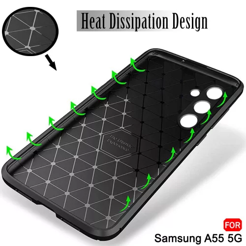 Techsuit - CarbonFiber szilikon tok - Samsung Galaxy A55 5G - Fekete