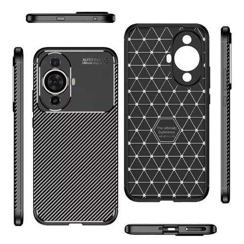 Techsuit - CarbonFiber szilikon tok - Huawei nova 11 / nova 12s - Fekete