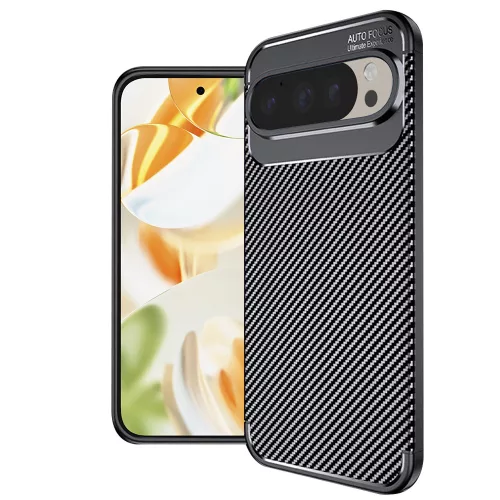 Techsuit - CarbonFiber szilikon tok - Google Pixel 9 Pro - Fekete