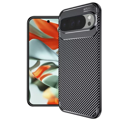Techsuit - CarbonFiber szilikon tok - Google Pixel 9 Pro XL - Fekete