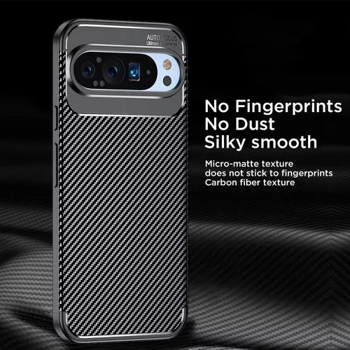 Techsuit - CarbonFiber szilikon tok - Google Pixel 9 Pro XL - Fekete