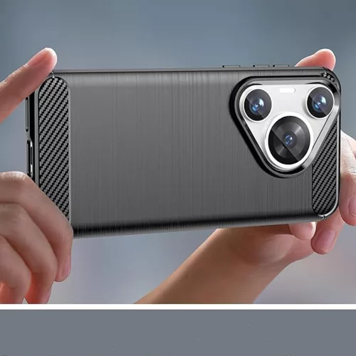 Techsuit - Carbon szilikon tok - Huawei Pura 70 Pro - Fekete