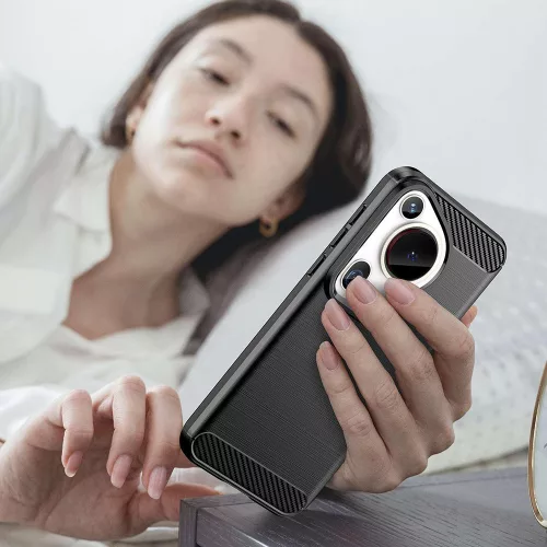 Techsuit - Carbon szilikon tok - Huawei Pura 70 Ultra - Fekete