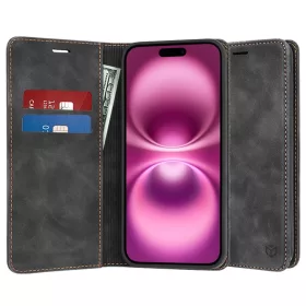   Techsuit - Confy Cover kinyitható tok - iPhone 16 Plus - Fekete