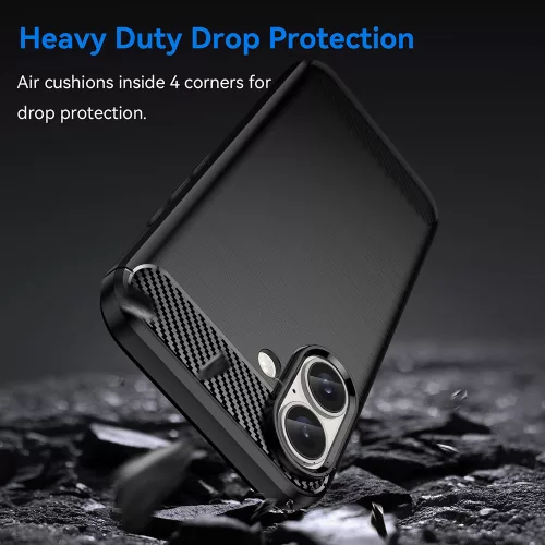 Techsuit - Carbon szilikon tok - iPhone 16 Plus - Fekete