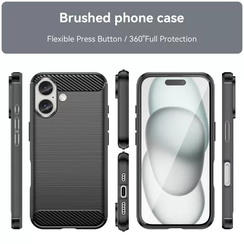 Techsuit - Carbon szilikon tok - iPhone 16 Plus - Fekete
