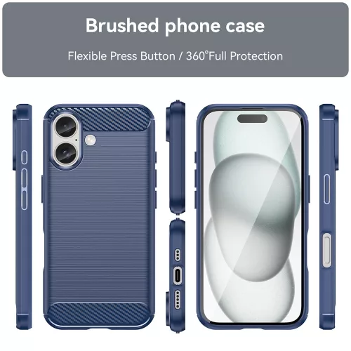 Techsuit - Carbon szilikon tok - iPhone 16 Plus - Kék