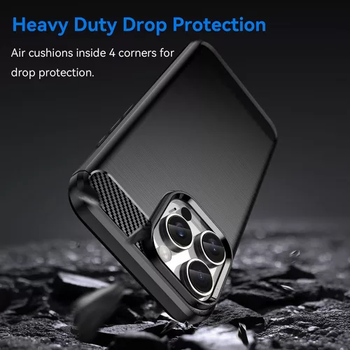 Techsuit - Carbon szilikon tok - iPhone 16 Pro - Fekete