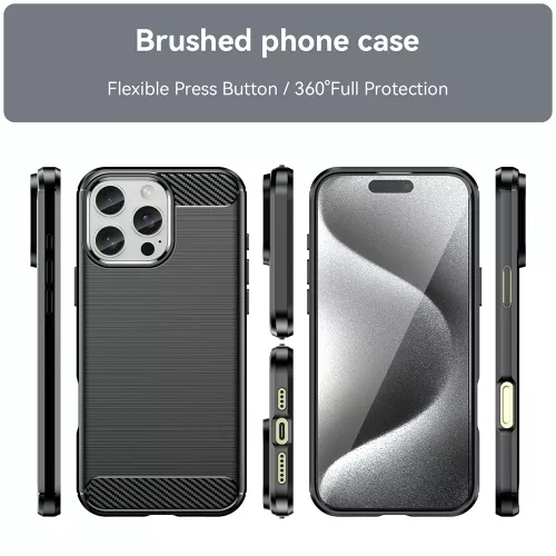 Techsuit - Carbon szilikon tok - iPhone 16 Pro - Fekete