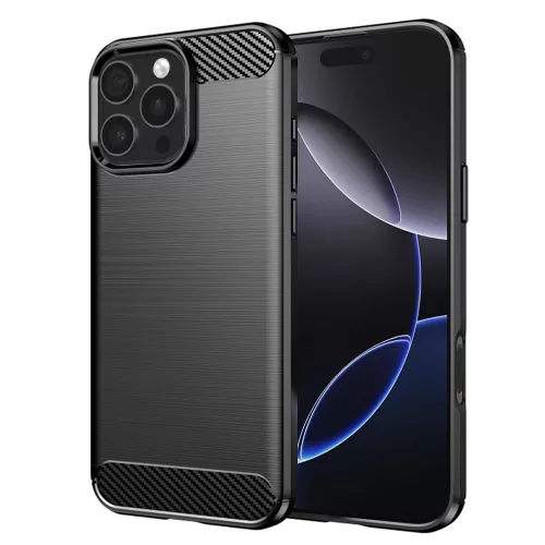 Techsuit - Carbon szilikon tok - iPhone 16 Pro Max - Fekete