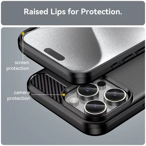 Techsuit - Carbon szilikon tok - iPhone 16 Pro Max - Fekete