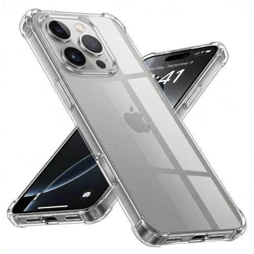 Techsuit - Shockproof Átlátszó Ütésálló Szilikon tok (Teljesen kivágott kamerarésszel) - iPhone 16 Pro - Átlátszó