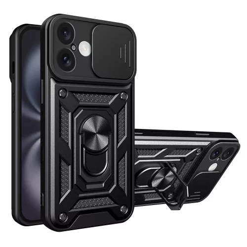 Techsuit - CamShield ütésálló tok - iPhone 16 - Fekete
