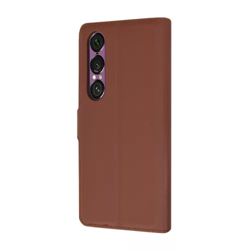Techsuit - Leather Folio kinyitható tok - Sony Xperia 1 VI - Barna