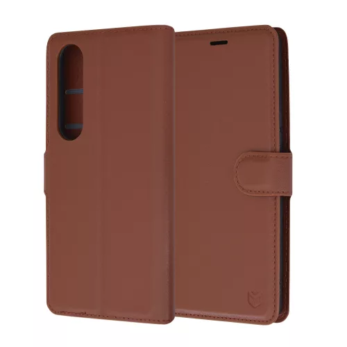 Techsuit - Leather Folio kinyitható tok - Sony Xperia 1 VI - Barna