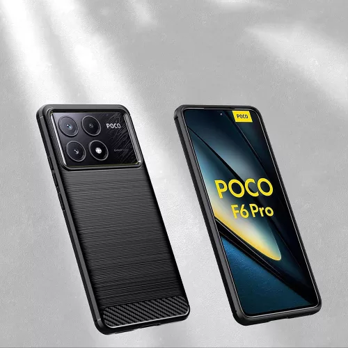 Techsuit - Carbon szilikon tok - Xiaomi Poco F6 Pro - Fekete