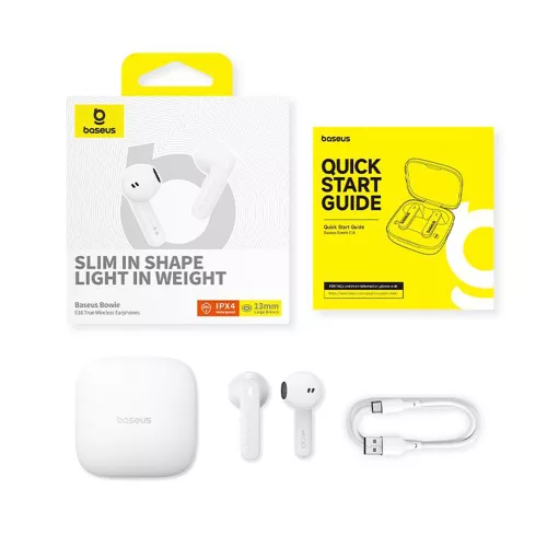 Baseus - Vezeték nélküli fülhallgató Bowie E16 (A00061900313-01) - Bluetooth 5.3, Valódi vezeték nélküli, Érintésvezérlés, Vízálló - Kék
