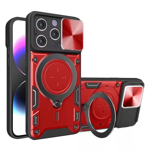 Techsuit - CamGuard Pro tok ütésálló tok - iPhone 14 Pro - Piros