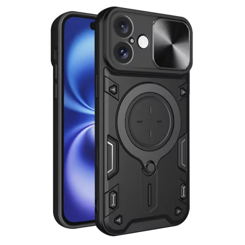 Techsuit - CamGuard Pro tok ütésálló tok - iPhone 16 - Fekete
