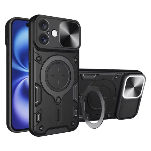 Techsuit - CamGuard Pro tok ütésálló tok - iPhone 16 - Fekete