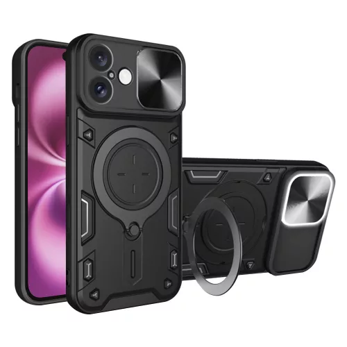 Techsuit - CamGuard Pro tok ütésálló tok - iPhone 16 Plus - Fekete