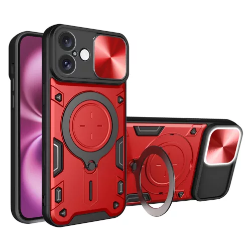 Techsuit - CamGuard Pro tok ütésálló tok - iPhone 16 Plus - Piros