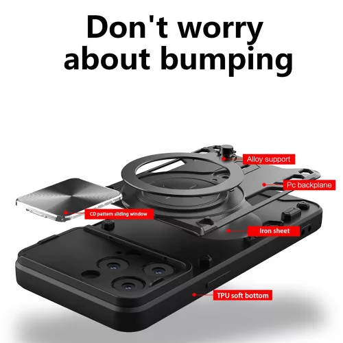 Techsuit - CamGuard Pro tok ütésálló tok - iPhone 16 Pro - Fekete