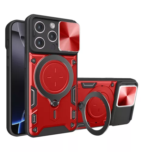 Techsuit - CamGuard Pro tok ütésálló tok - iPhone 16 Pro Max - Piros