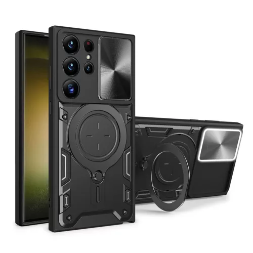 Techsuit - CamGuard Pro tok ütésálló tok - Samsung Galaxy S23 Ultra - Fekete