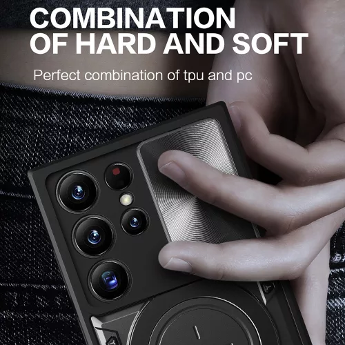 Techsuit - CamGuard Pro tok ütésálló tok - Samsung Galaxy S23 Ultra - Fekete