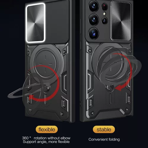 Techsuit - CamGuard Pro tok ütésálló tok - Samsung Galaxy S23 Ultra - Fekete
