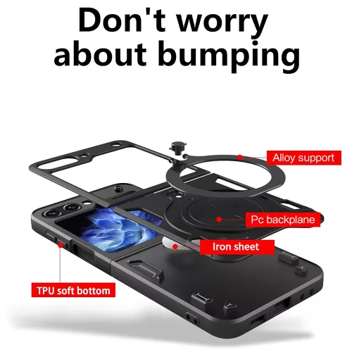 Techsuit - CamGuard Pro ütésálló tok - Samsung Galaxy Z Flip5 - Fekete