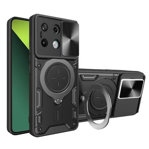 Techsuit - CamGuard Pro tok ütésálló tok - Xiaomi Redmi Note 13 Pro 5G / Poco X6 - Fekete
