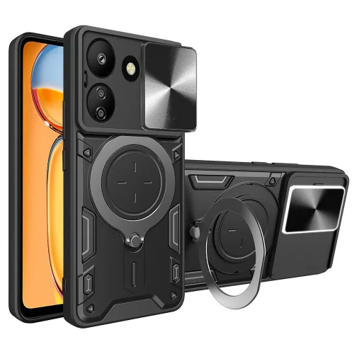 Techsuit - CamGuard Pro ütésálló tok - Xiaomi Redmi 13C 4G / Poco C65 - Fekete