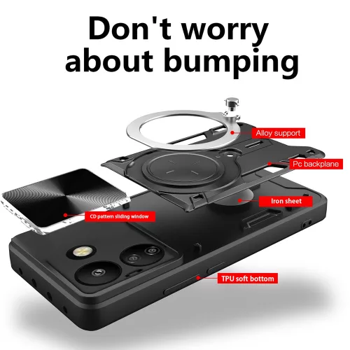Techsuit - CamGuard Pro ütésálló tok - Xiaomi Redmi 13C 4G / Poco C65 - Fekete