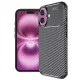 Techsuit - CarbonFiber szilikon tok - iPhone 16 Plus - Fekete