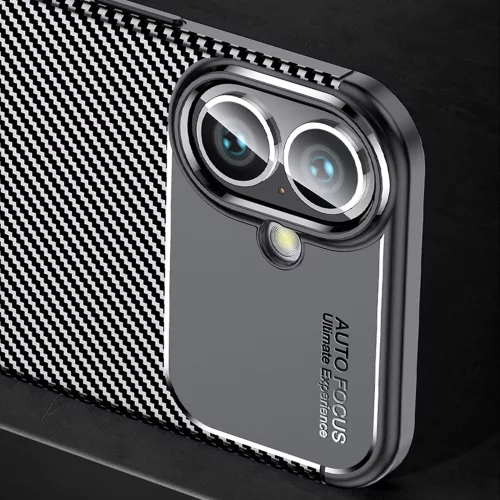 Techsuit - CarbonFiber szilikon tok - iPhone 16 Plus - Fekete