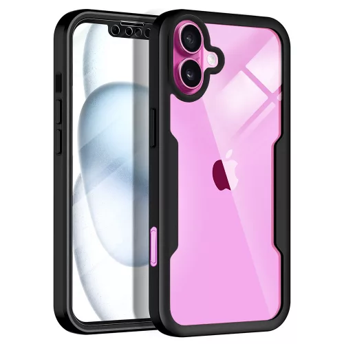 Techsuit - ColorVerse 360 tok kijelzővédővel - iPhone 16 Plus - Fekete
