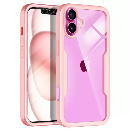 Techsuit - ColorVerse 360 tok kijelzővédővel - iPhone 16 Plus - Rózsaszín