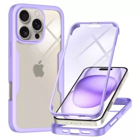   Techsuit - ColorVerse 360 tok kijelzővédővel - iPhone 16 Pro - Lila