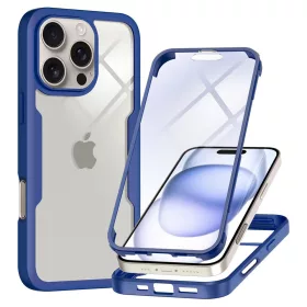  Techsuit - ColorVerse 360 tok kijelzővédővel - iPhone 16 Pro Max - Kék