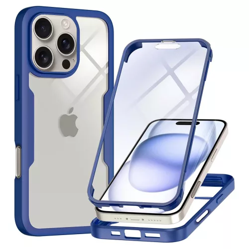 Techsuit - ColorVerse 360 tok kijelzővédővel - iPhone 16 Pro Max - Kék