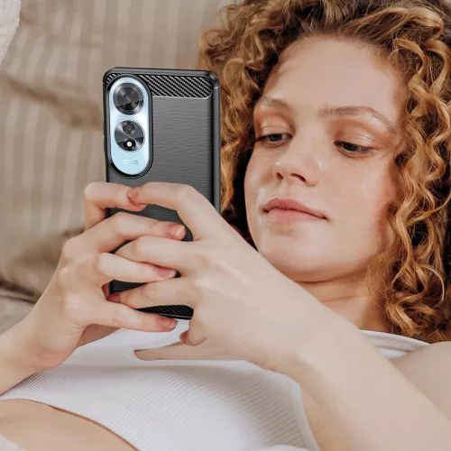 Techsuit - Carbon szilikon tok - Oppo A60 4G - Fekete