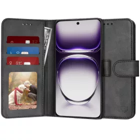Techsuit - Diary Book kinyitható tok - Oppo Reno12 - Fekete