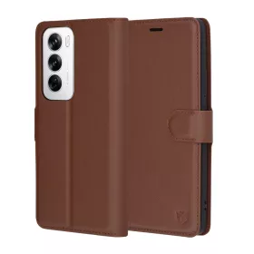   Techsuit - Leather Folio kinyitható tok - Oppo Reno12 - Barna