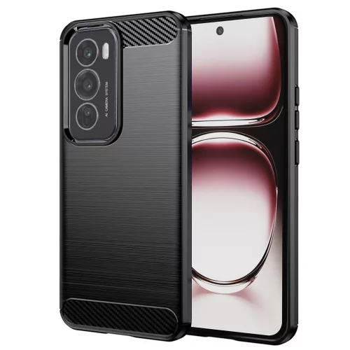 Techsuit - Carbon szilikon tok - Oppo Reno12 Pro - Fekete