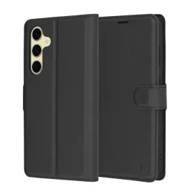   Techsuit - Leather Folio kinyitható tok - Samsung Galaxy S24 FE - Fekete