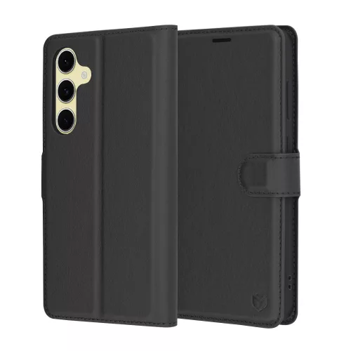 Techsuit - Leather Folio kinyitható tok - Samsung Galaxy S24 FE - Fekete