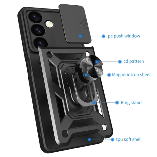 Techsuit - CamShield ütésálló tok - Samsung Galaxy S24 FE - Fekete