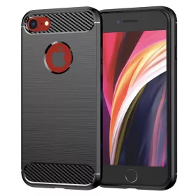   TechSuit - Carbon szilikon tok - iPhone SE 2, SE 2020 / iPhone SE 3, SE 2022 - Fekete